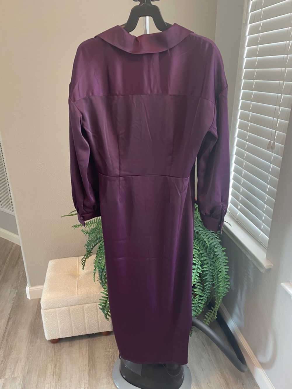 Banana Republic Plum Satin Wrap Midi Dress - Picture 5 of 7